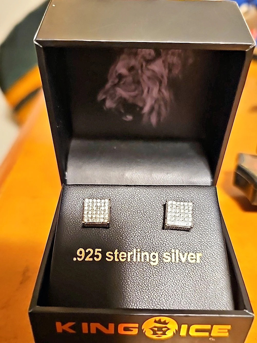 King Ice Triple Row Stud Earrings Silver Stud Earrings NWT